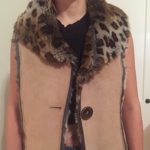 Camel suede vest